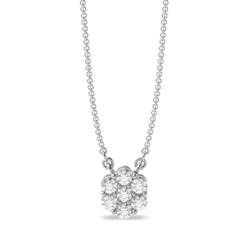 Lab Grown Diamond Cluster Pendant Necklace in Gold and Platinum (7.0mm - 11.0mm)