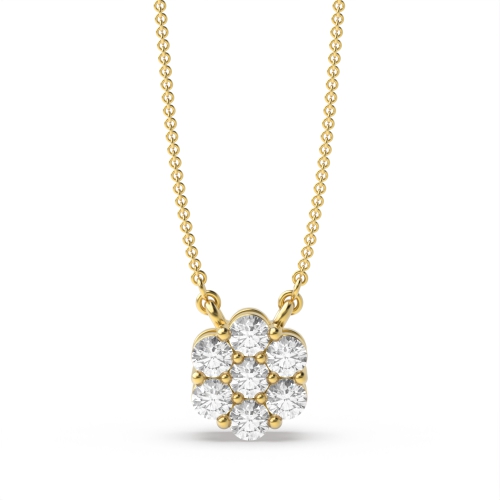 4 Prongs Set Diamond Cluster Pendant With Chain (8.50Mm X 7.30Mm)