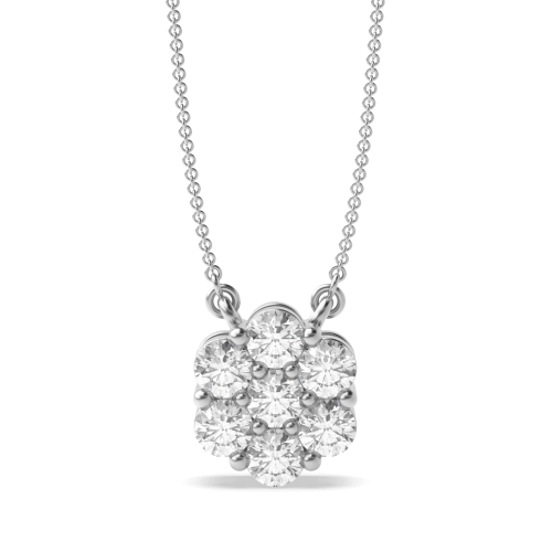 4 Prong Round Platinum 7 stone Cluster Pendant Necklaces