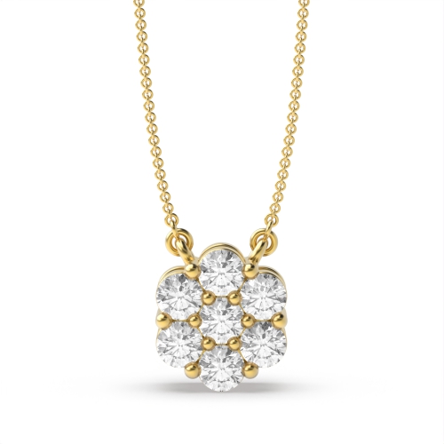 4 Prong Round Yellow Gold 7 stone Pendant Necklaces