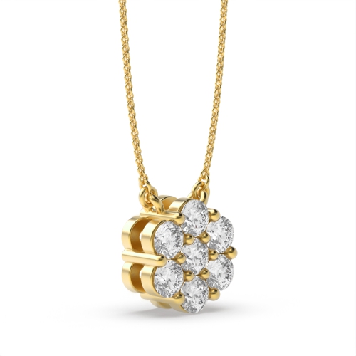 4 Prong Round Yellow Gold 7 stone Pendant Necklaces