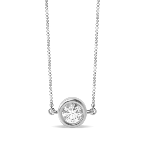 Bezel Setting Round Classic Naturally Mined Diamond Pendant Necklaces