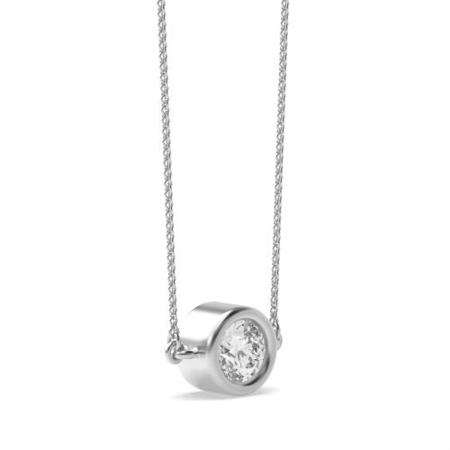 Bezel Setting Round Classic Naturally Mined Diamond Pendant Necklaces