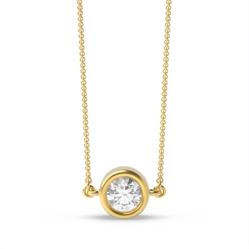 Bezel Setting Round Yellow Gold Classic Pendant Necklaces