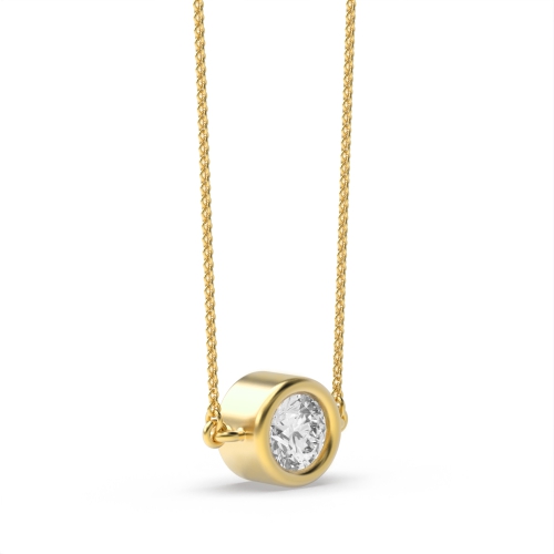 Bezel Setting Round Yellow Gold Classic Pendant Necklaces