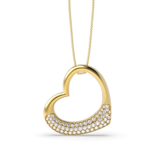 Pave Setting Heart Design Round Diamond Pendants | Abelini 
