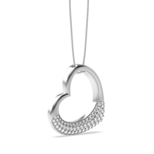 Pave Setting Round Love of Heart Pendant Necklaces