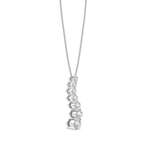 4 Prong Round Drop Pendant Necklace