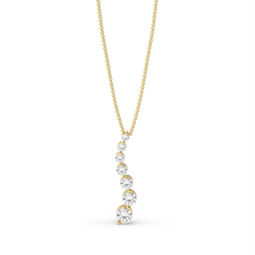 4 Prong Round Yellow Gold 7 stone Pendant Necklaces