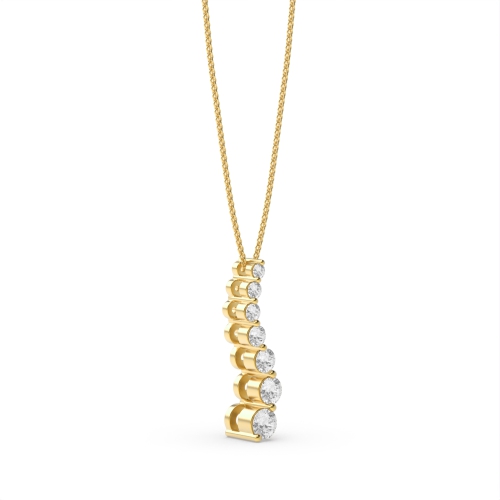 4 Prong Round Yellow Gold 7 stone Pendant Necklaces