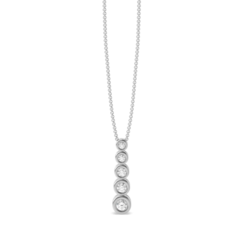 Bezel Setting Round Drop Pendant Necklace