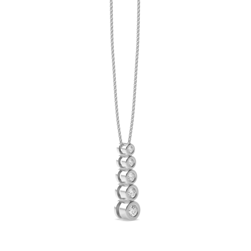 Bezel Setting Round Drop Pendant Necklace