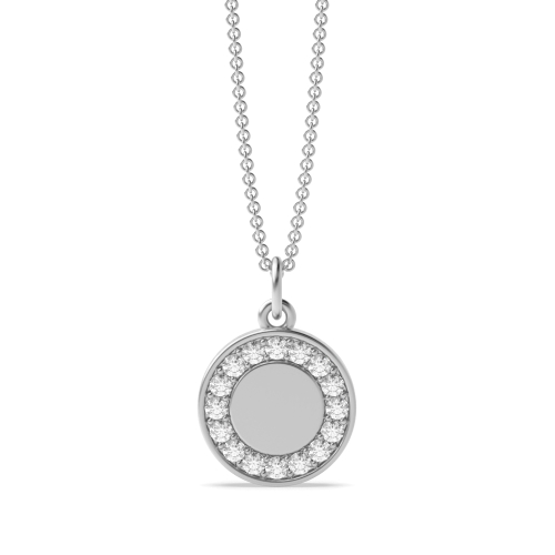 Pave Setting Round Naturally Mined Diamond Circle Pendant Necklace