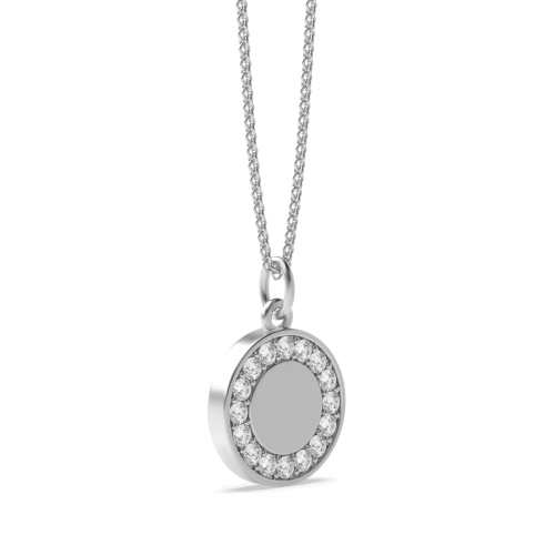 Pave Setting Round Circle Pendant Necklace