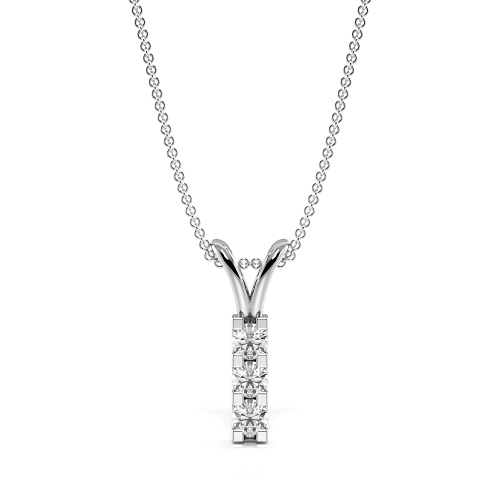 4 Prongs U Prong Setting Round Lab Grown Diamond Drop Necklace (14.00mm X 2.60mm)
