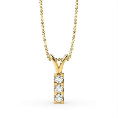 4 Prong Round Yellow Gold Spilt bail Pendant Necklaces