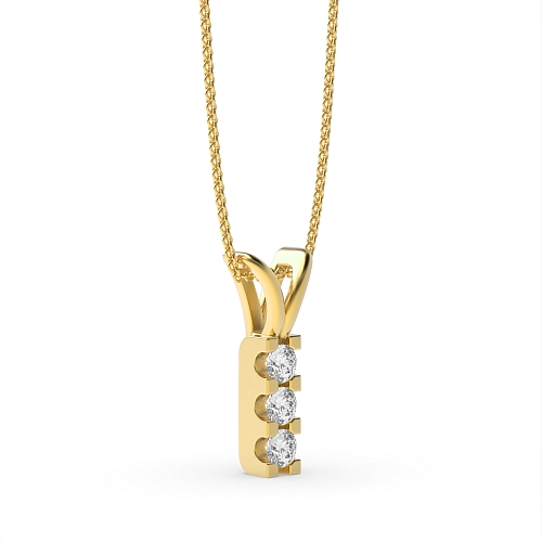4 Prong Round Yellow Gold Spilt bail Pendant Necklaces
