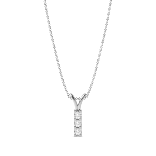 4 Prong Round 3 stone bar Pendant Necklaces