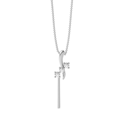 4 Prong Round Silver 3 stone Pendant Necklaces