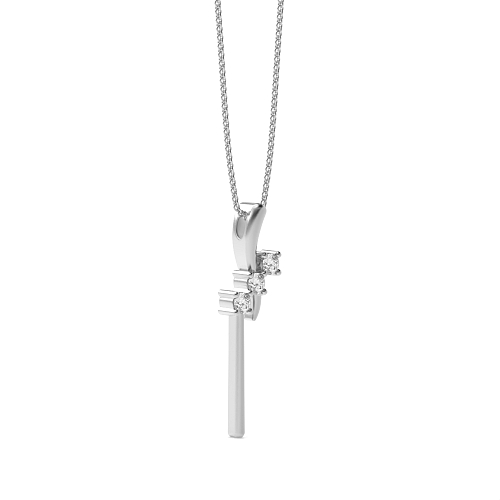 4 Prong Round Silver 3 stone Pendant Necklaces