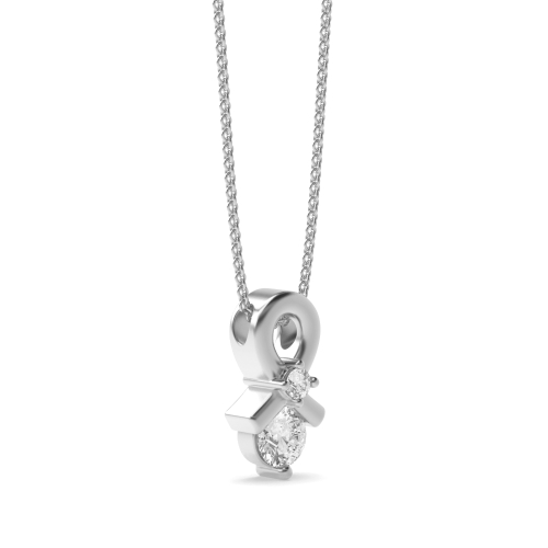 4 Prong Round Silver Brilliance Pendant Necklaces