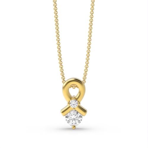 4 Prong Round Yellow Gold Brilliance Pendant Necklaces