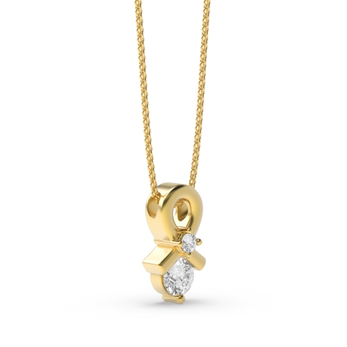 4 Prong Round Yellow Gold Brilliance Pendant Necklaces