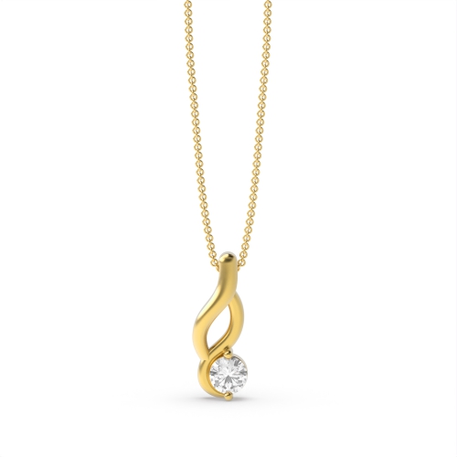 4 Prong Round Yellow Gold Luminous Pendant Necklaces