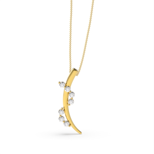 Pave Setting Round Yellow Gold Statement with chain Pendant Necklaces