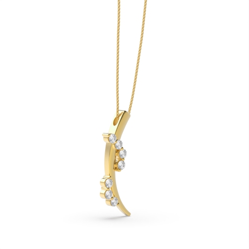 Pave Setting Round Yellow Gold Statement with chain Pendant Necklaces