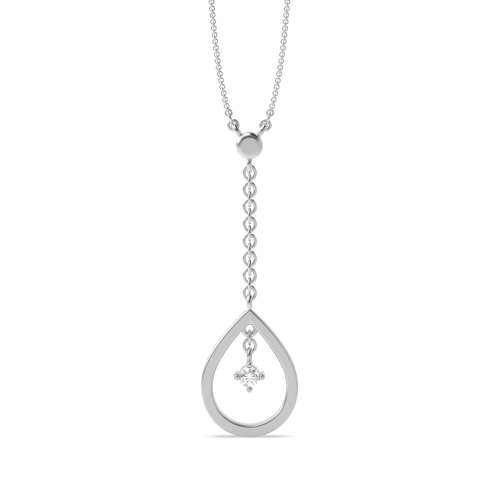 4 Prong Round Drop Pendant Necklace