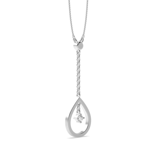 4 Prong Round Drop Pendant Necklace