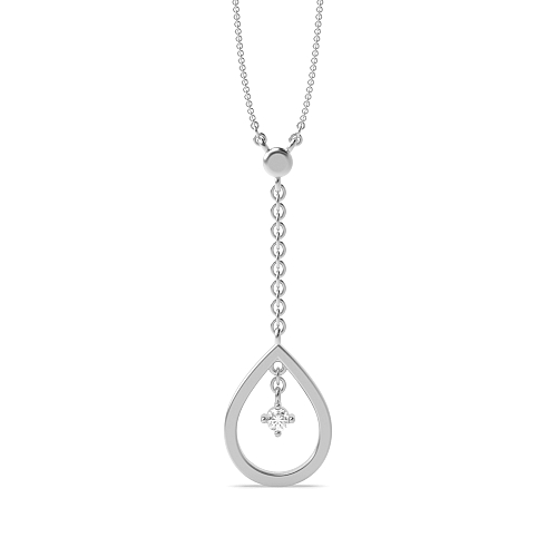 4 Prong Round Delicate Drop Pendant Necklaces