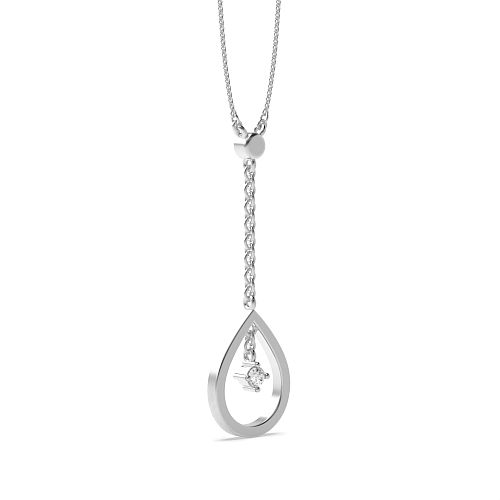 4 Prong Round Delicate Drop Pendant Necklaces