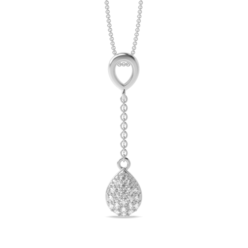 Pave Setting Cluster Drop Diamond Pendant with Chain (29.00mm X 6.50mm)