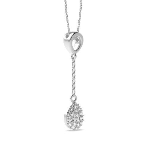 Pave Setting Cluster Drop Diamond Pendant with Chain (29.00mm X 6.50mm)