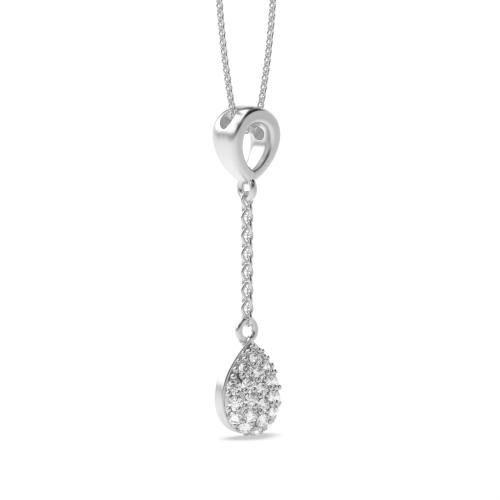 Pave Setting Round Drop Pendant Necklace