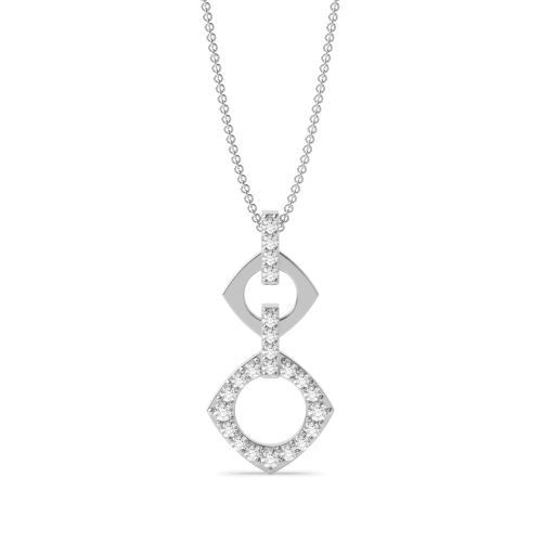 Pave Setting Round Cut Designer Drop Necklace & Chain (21.00mm X 10.00mm)