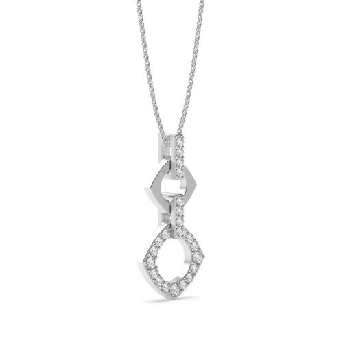 Pave Setting Round Silver Drop Pendant Necklace
