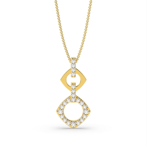 Pave Setting Round Yellow Gold Antique Pendant Necklaces