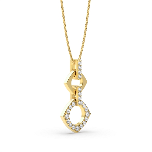Pave Setting Round Yellow Gold Antique Pendant Necklaces