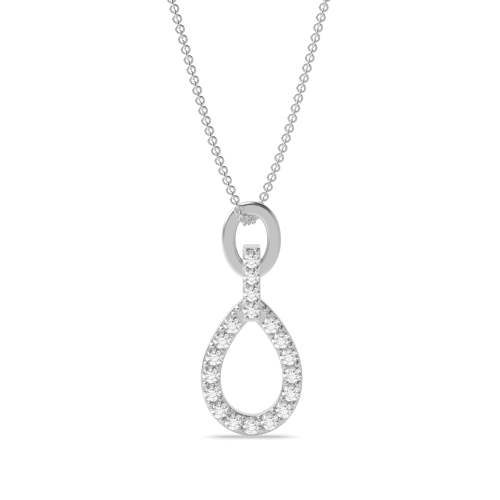 Pave Setting Round Radiance Drop Pendant Necklace