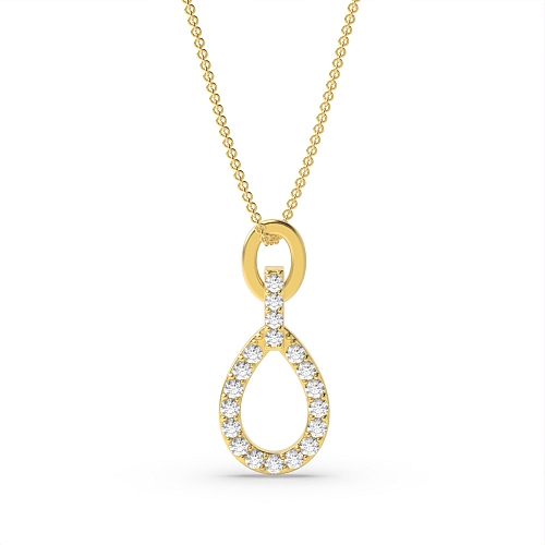 Pave Setting Round Yellow Gold Designer Pendant Necklaces