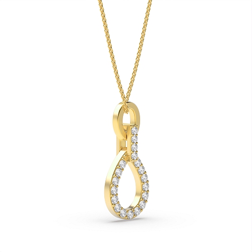 Pave Setting Round Yellow Gold Designer Pendant Necklaces