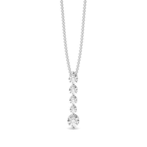 4 Prongs Journey Drop Lab Grown Diamond Statement Necklace (15.00mm X 3.10mm)