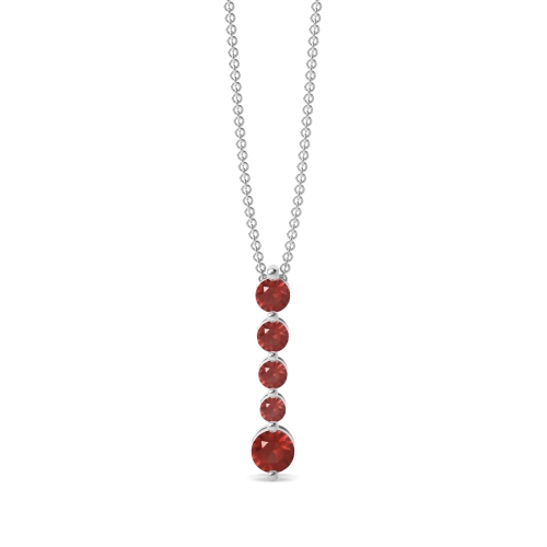 4 Prong Round Garnet Drop Pendant Necklace
