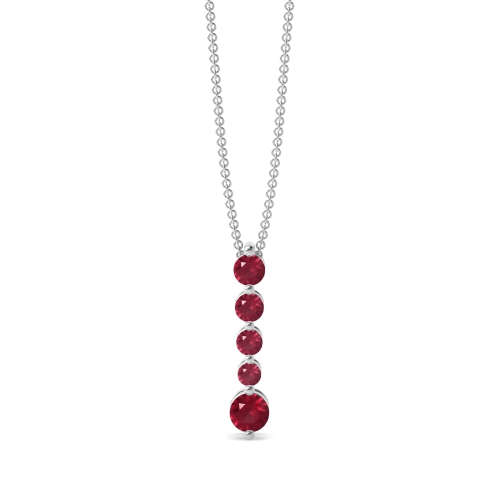 4 Prong Round Ruby Drop Pendant Necklace