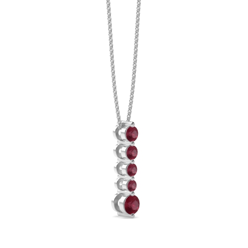 4 Prong Round Ruby Drop Pendant Necklace