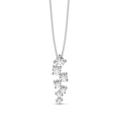 4 Prongs Round Diamond Uneven Statement Necklace (16.40mm X 5.30mm)