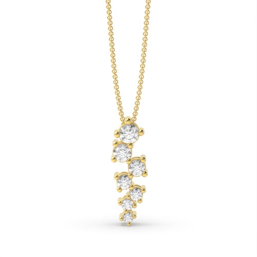 4 Prong Round Yellow Gold Uneven statement Pendant Necklaces